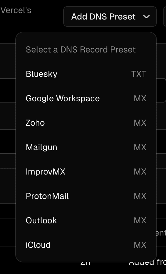 Adding a DNS Preset by clicking the Add DNS Preset button.