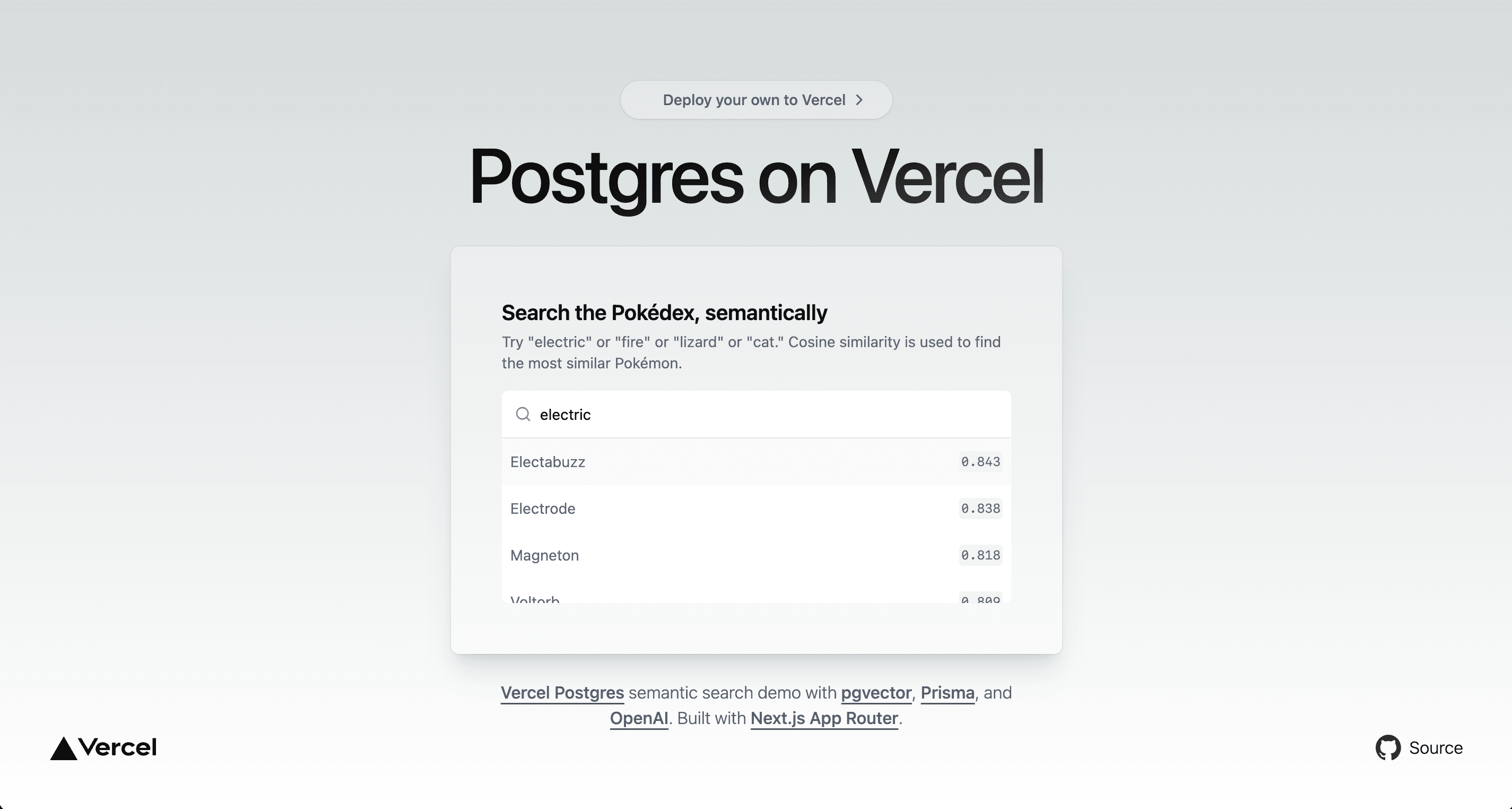 Vercel Postgres pgvector Starter