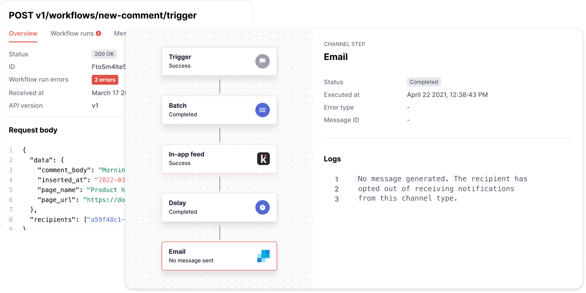 Knock provides a single API for all of your notifications code and observability tools so you can understand how your notifications are sent.